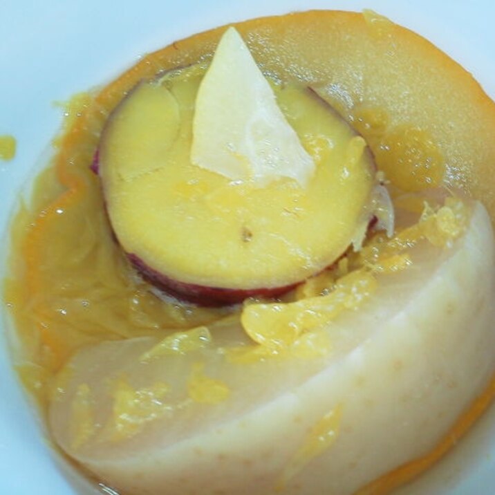 スライスサマーフルーツとりんごさつま芋のコンポート